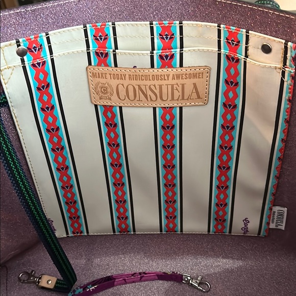 Consuela Black and Blue Tote Bag with Vibrant Design - Picture 2 of 11